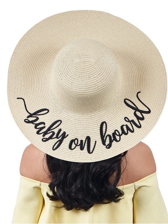 Unbranded Accessories - Baby on Board Embroidered Sun Hat Baby Shower Babymoon Straw Beach Hat Summer